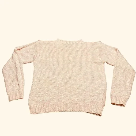 Vintage 80s Ashley S. Pastel Pink Pearl Detail Pullover Sweater- Size M - Picture 3 of 7